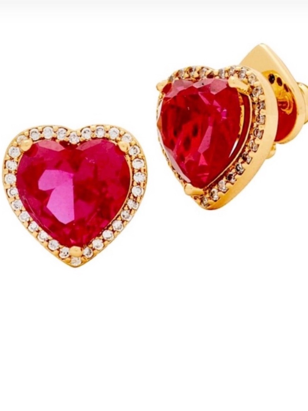 Kate Spade My Love Pavé Heart Studs Red w/ Branded Dust Bag - NWT